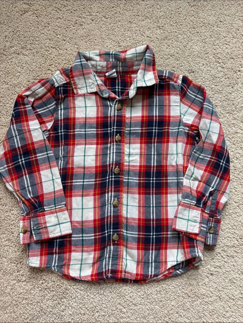 Kids Old Navy Red, Navy & Gray Plaid Button-Down Shirt
